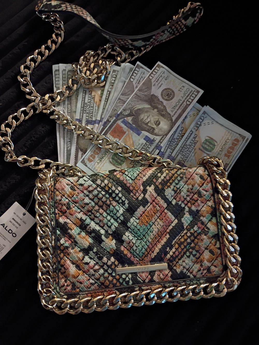 ALDO Multicolor Quilted Crossbody Bag with Chain Strap NWT!